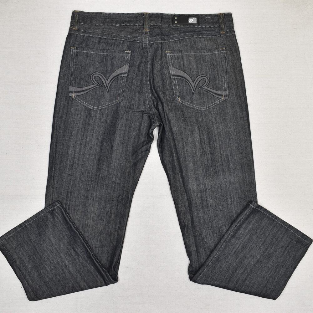 Culture Jeans Men's Straight Jeans Zip Solid Cotton Blend Black Size 40x34 Baggy